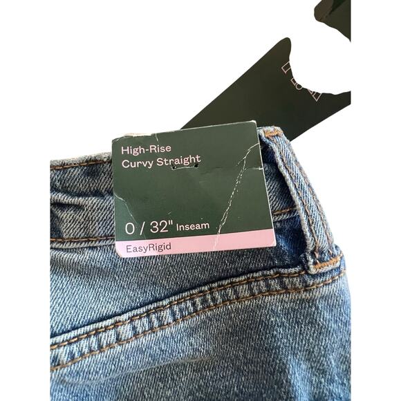 Wild Fable High Rise Curvy Straight Jeans Size 0/32 Blue Denim Stretch NWT - Picture 4 of 5